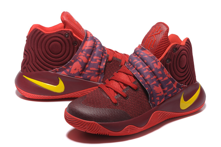 Nike Kyrie 2 Wine Red Yellow Shoes - Click Image to Close