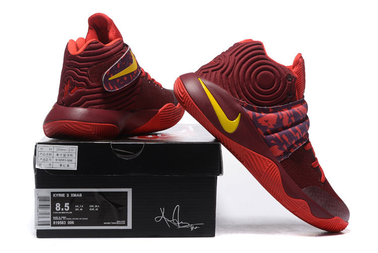 Nike Kyrie 2 Wine Red Yellow Shoes - Click Image to Close