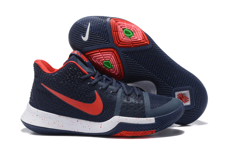 Nike Kyrie 3 Deep Blue Red White Shoes - Click Image to Close