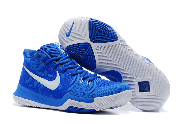 Nike Kyrie 3 Flyknit Royal Blue White Shoes - Click Image to Close