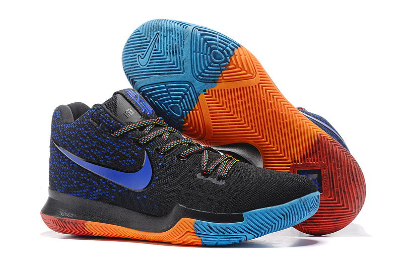 Nike Kyrie 3 Knit Black Blue Orange Shoes - Click Image to Close