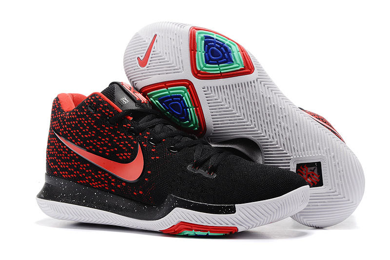 Nike Kyrie 3 Knit Black Red White Shoes - Click Image to Close