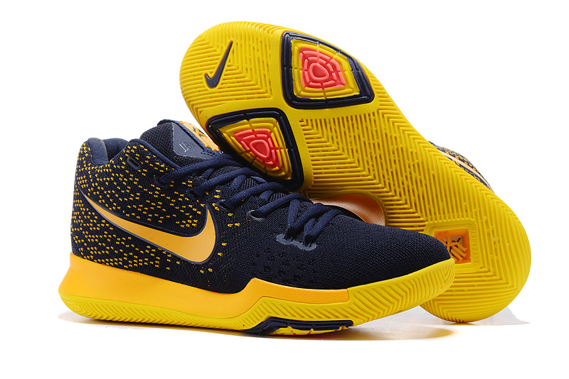Nike Kyrie 3 Knit Dark Blue Yellow Shoes - Click Image to Close