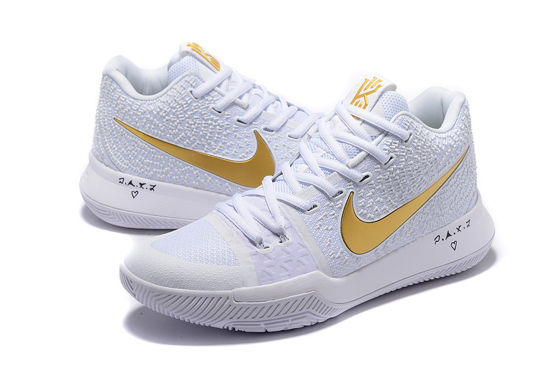 Nike Kyrie 3 White Gold Shoes - Click Image to Close