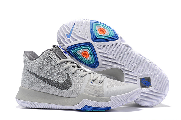 Nike Kyrie 3 Wolf Grey White Blue Shoes - Click Image to Close