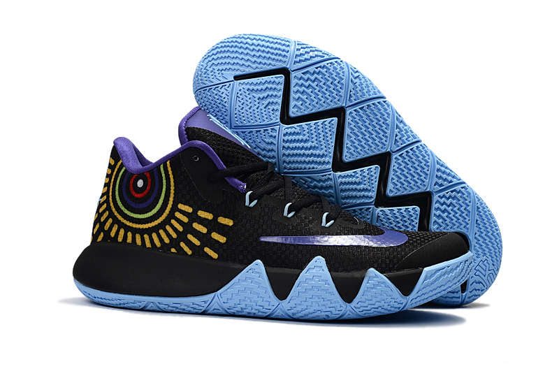 Nike Kyrie 4 Black Blue Gold Shoes - Click Image to Close