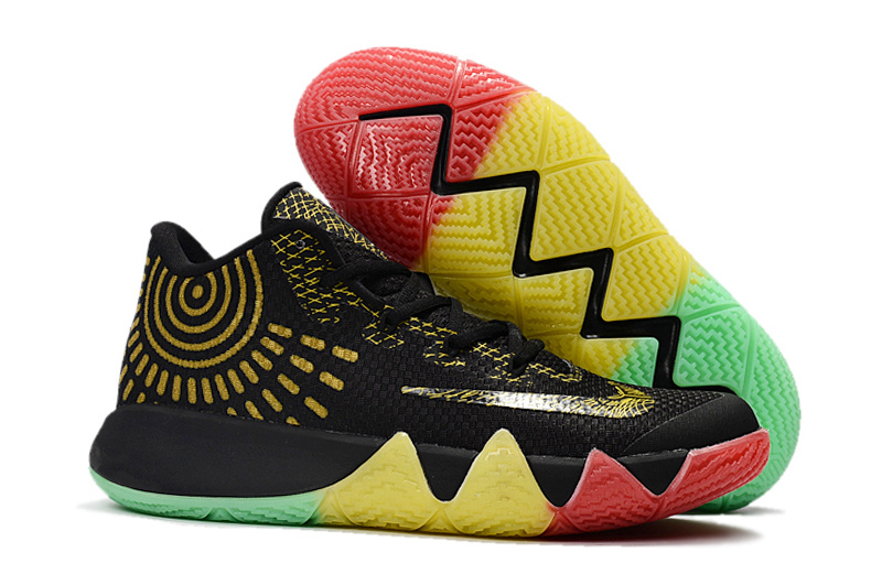 Nike Kyrie 4 Black Gold Colorful Shoes - Click Image to Close