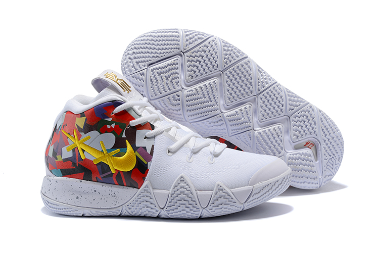 Nike Kyrie 4 White Painting Names Basketball Shoes - Click Image to Close