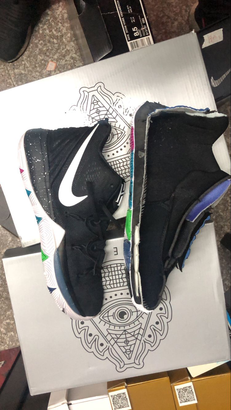 Nike Kyrie 5 Black White Swoosh Shoes - Click Image to Close