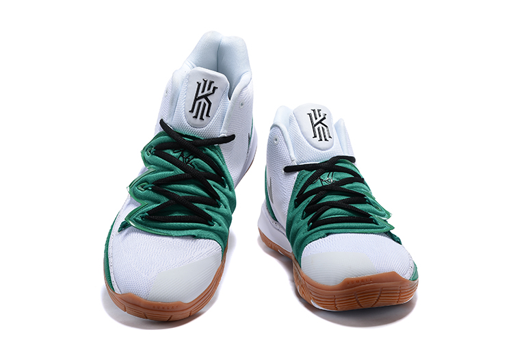 Nike Kyrie 5 White Green Black Swoosh Shoes - Click Image to Close