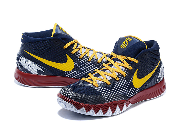 Nike Kyrie 1 Dark Blue Yellow Red White Shoes - Click Image to Close