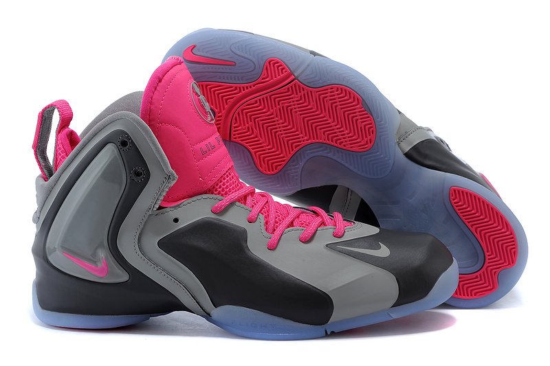 Nike LIL Penny Hardaway Grey Black Pink Shoes - Click Image to Close