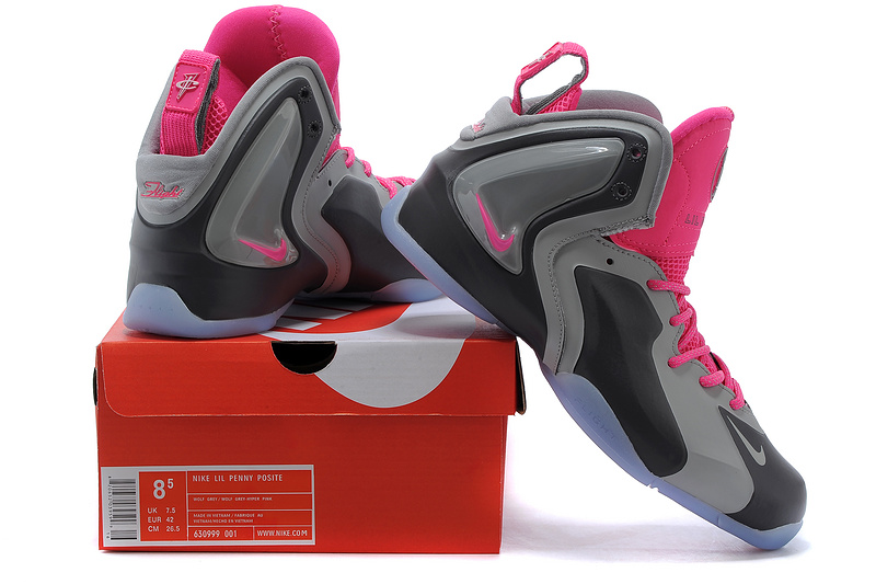 Nike LIL Penny Hardaway Grey Black Pink Shoes - Click Image to Close