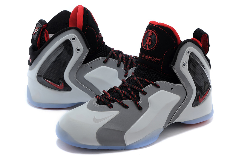 Nike LIL Penny Hardaway Grey Black Red Shoes - Click Image to Close