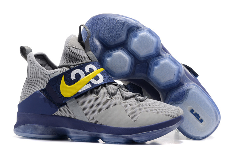 Nike LeBron 14 Grey Blue Yellow Shoes - Click Image to Close