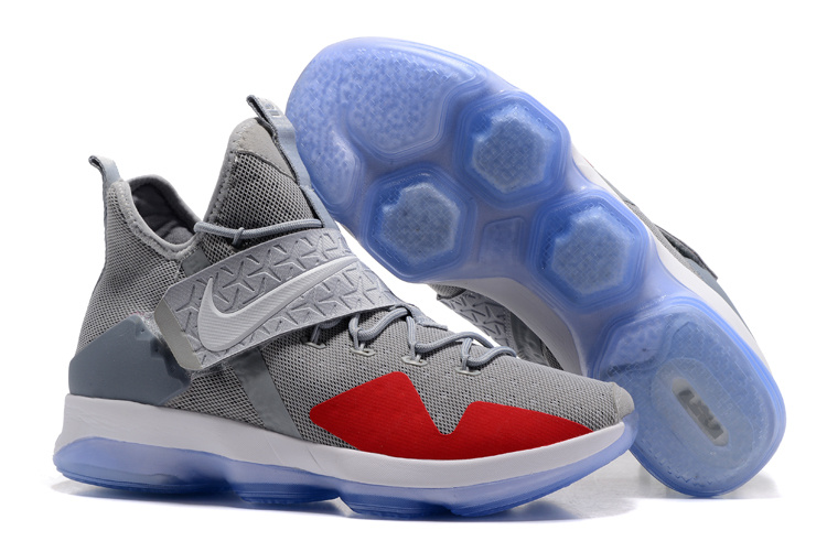 Nike LeBron 14 Grey Red Shoes - Click Image to Close