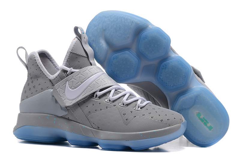 Nike LeBron 14 Grey White Blue Sole Shoes - Click Image to Close