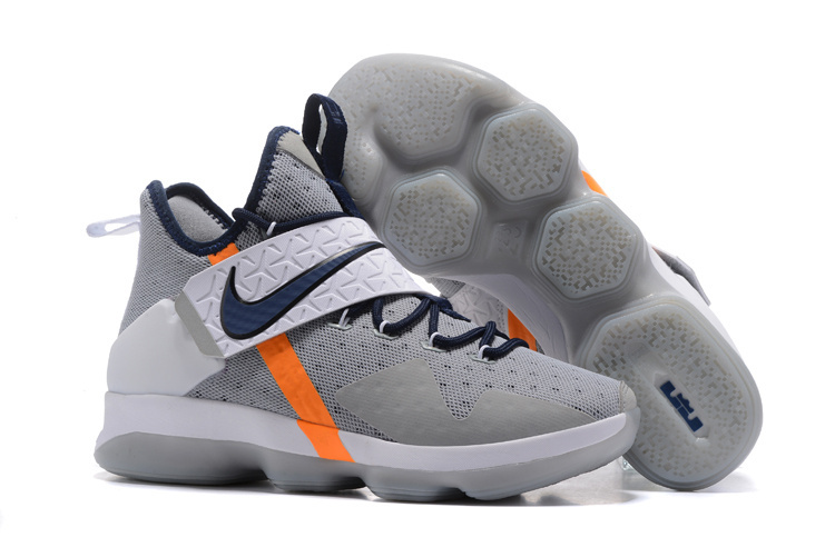 Nike LeBron 14 Grey White Blue Yellow Shoes - Click Image to Close