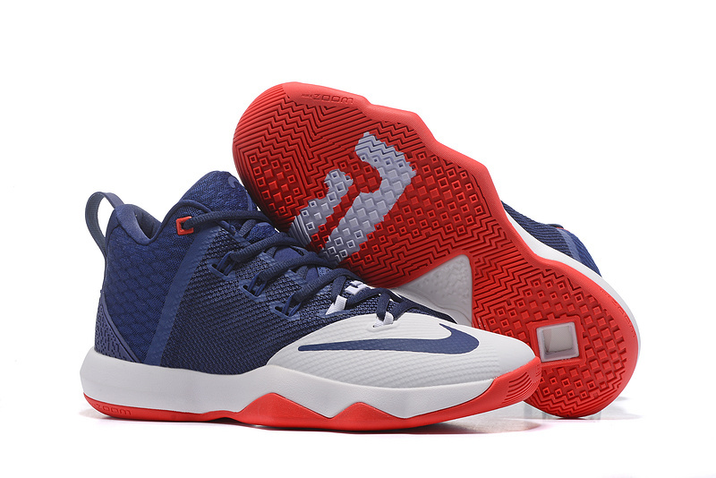 Nike LeBron Ambassador 9 Blue White Red Shoes - Click Image to Close