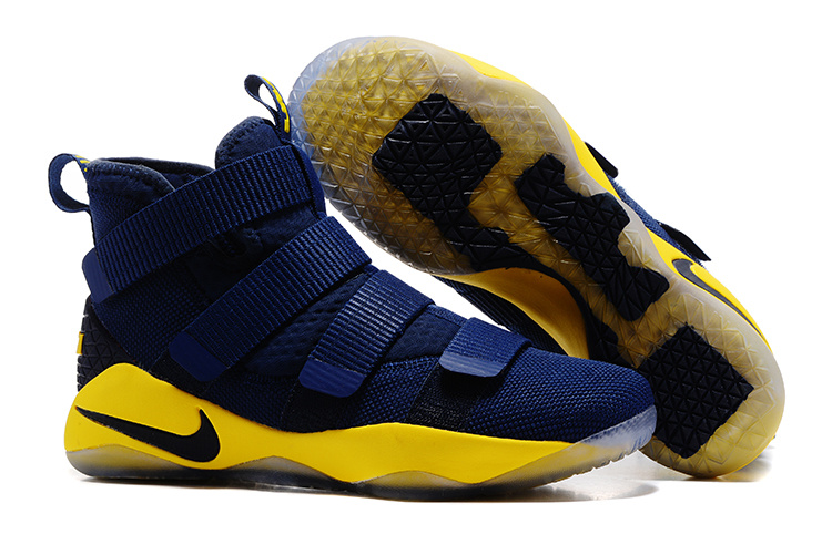 Nike LeBron Soldier 11 Blue Yellow Shoes - Click Image to Close