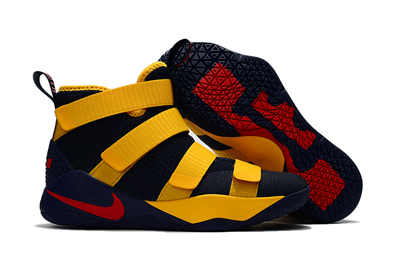 Nike LeBron Soldier 11 Yellow Black Red Shoes - Click Image to Close