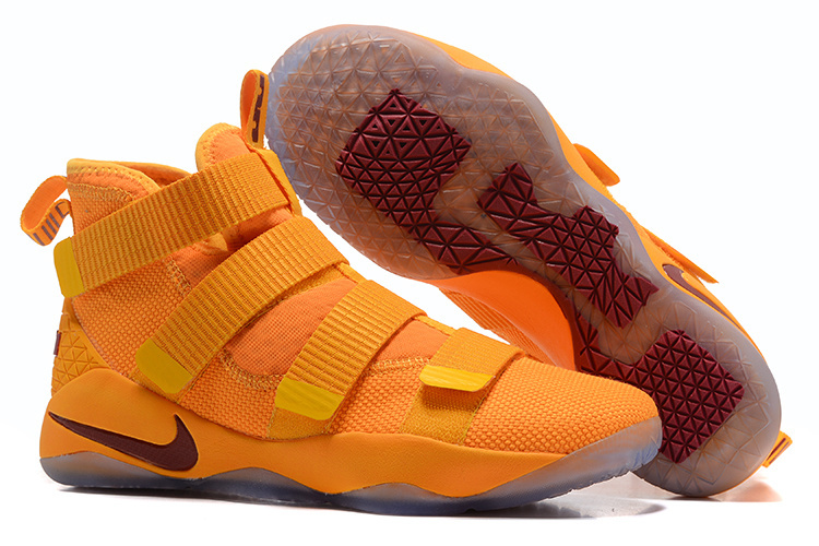 Nike LeBron Soldier 11 Yellow Wine Red Shoes - Click Image to Close