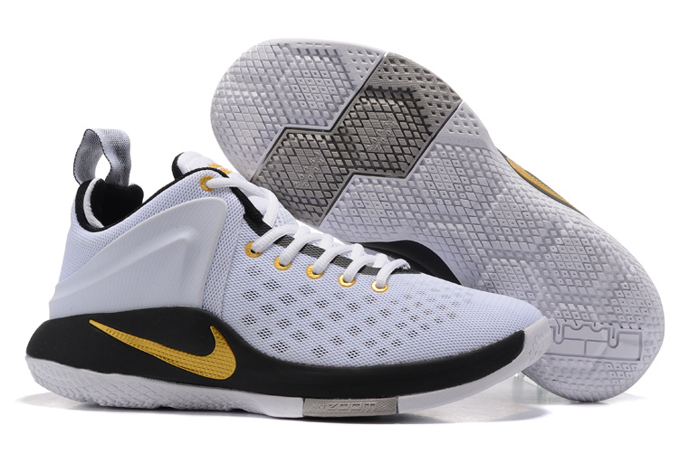 Nike LeBron Witness I White Black Gold Shoes - Click Image to Close