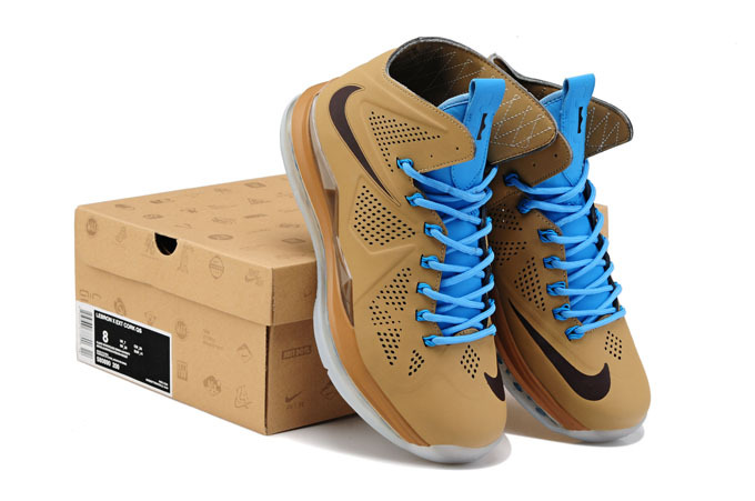 Nike Lebron James 10 Coffe Blue White Shoes - Click Image to Close