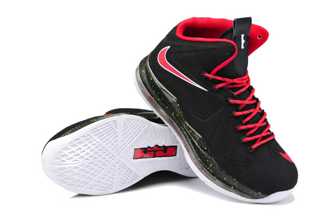 Nike Lebron James 10 Dark Black Red Shoes - Click Image to Close