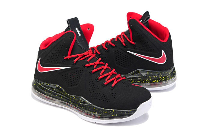 Nike Lebron James 10 Dark Black Red Shoes - Click Image to Close