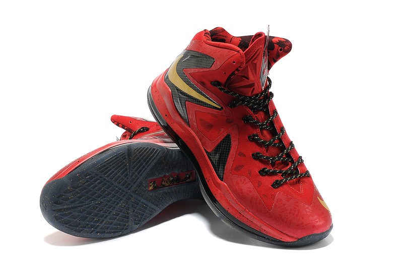 Nike Lebron James 10 Shoes Champion Red Black Basketball - Click Image to Close