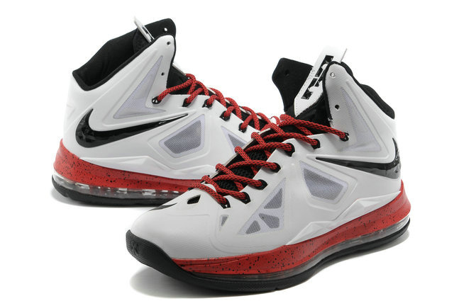 Nike Lebron James 10 Shoes White Red Black - Click Image to Close