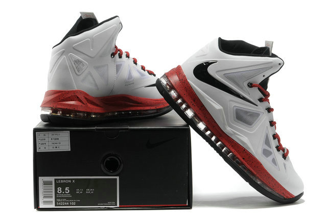 Nike Lebron James 10 Shoes White Red Black - Click Image to Close