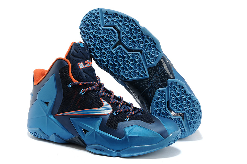 Latest Nike Lebron James 11 Shoes Black Blue Orange - Click Image to Close