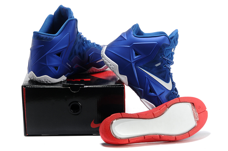 Latest Nike Lebron James 11 Shoes Blue White - Click Image to Close