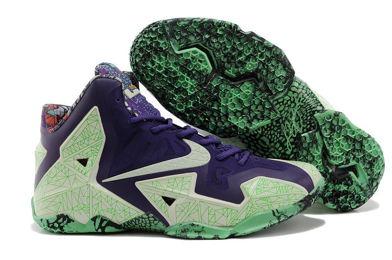 Latest Nike Lebron James 11 Shoes Purple Light Green
