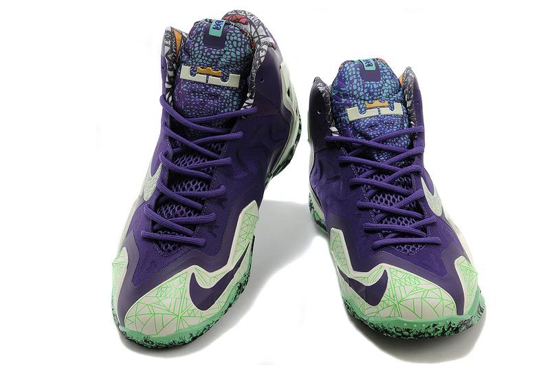 Latest Nike Lebron James 11 Shoes Purple Light Green