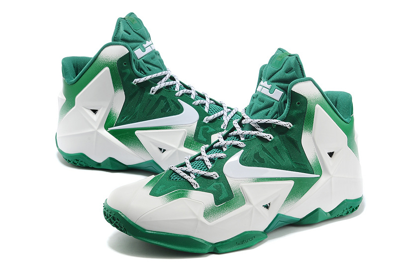 Latest Nike Lebron James 11 Shoes White Green - Click Image to Close