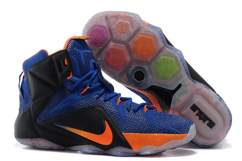 Nike Lebron James 12 Blue Black Orange Basketball Shoes - Click Image to Close