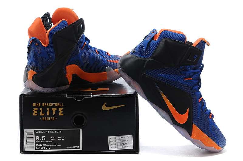 Nike Lebron James 12 Blue Black Orange Basketball Shoes - Click Image to Close