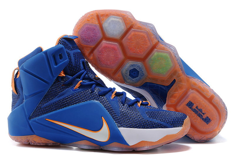 Nike Lebron James 12 Blue White Orange Basketball Shoes - Click Image to Close