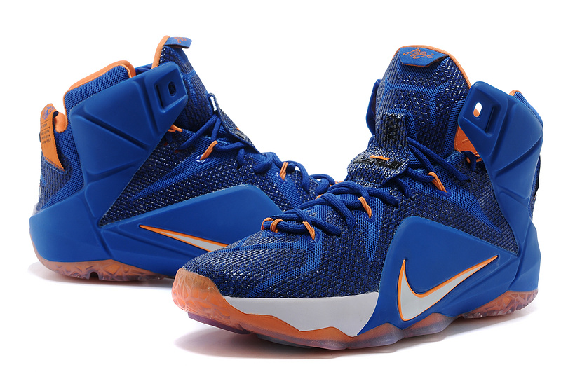 Nike Lebron James 12 Blue White Orange Basketball Shoes - Click Image to Close