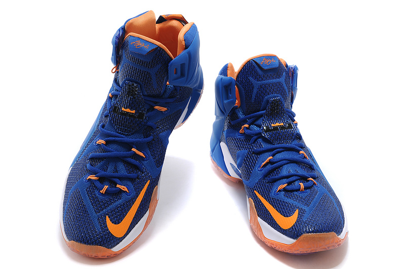 Nike Lebron James 12 Blue White Orange Basketball Shoes - Click Image to Close