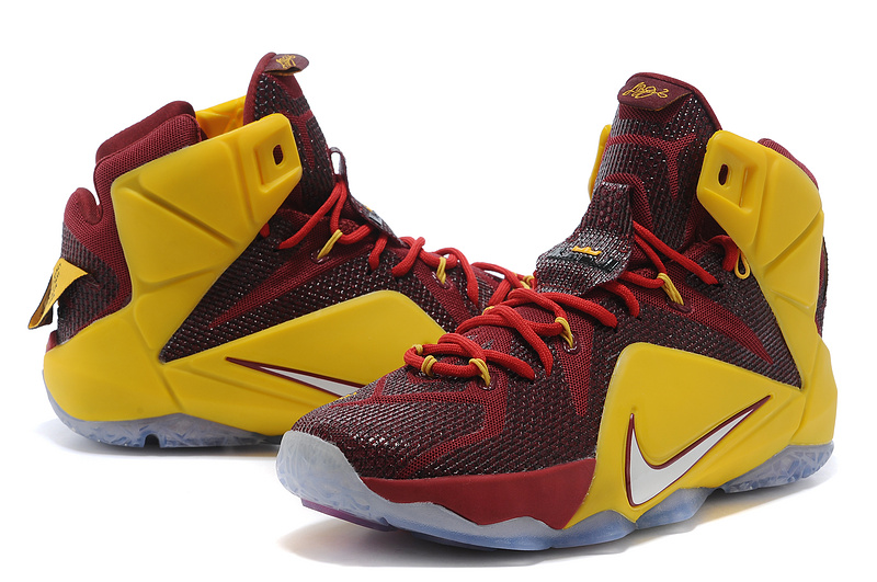 Nike Lebron James 12 Blue Wine Red Yellow Basketball Shoes - Click Image to Close