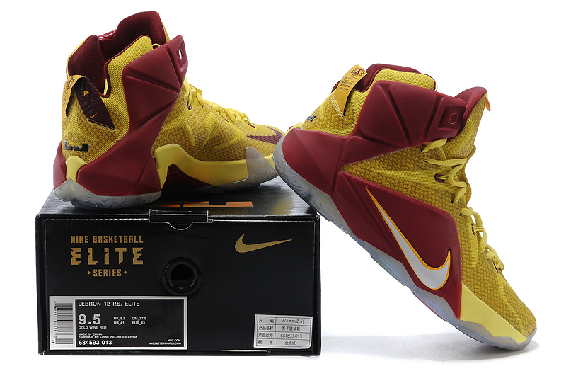 Nike Lebron James 12 Blue Wine Red Yellow Basketball Shoes