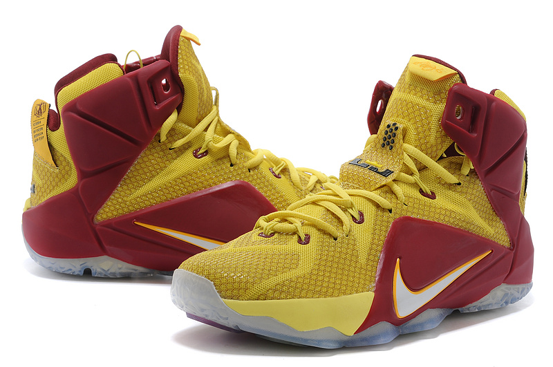 Nike Lebron James 12 Blue Yellow Wine Red Basketball Shoes - Click Image to Close