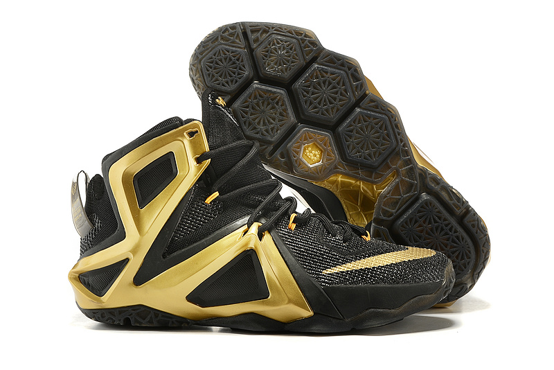 Nike Lebron 12 Elite Black Gold Shoes - Click Image to Close