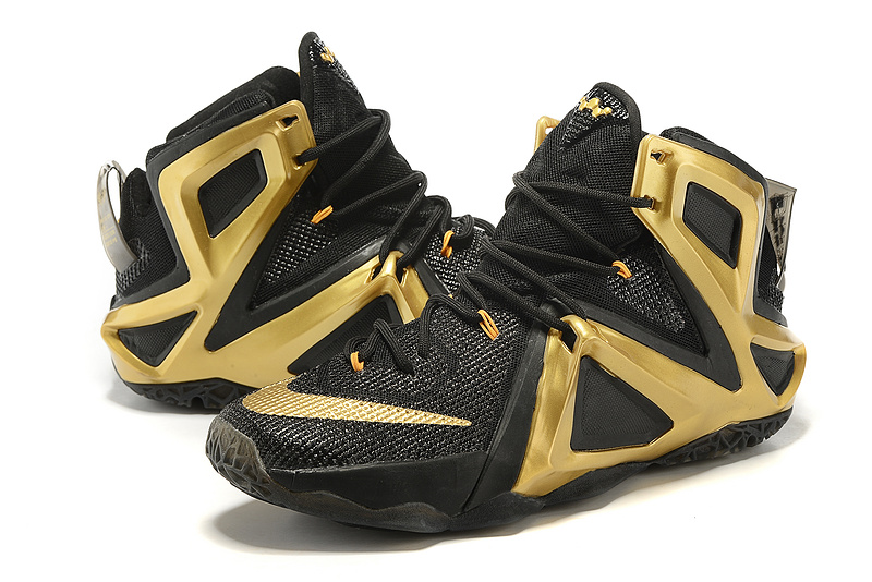 lebron gold and black shoes