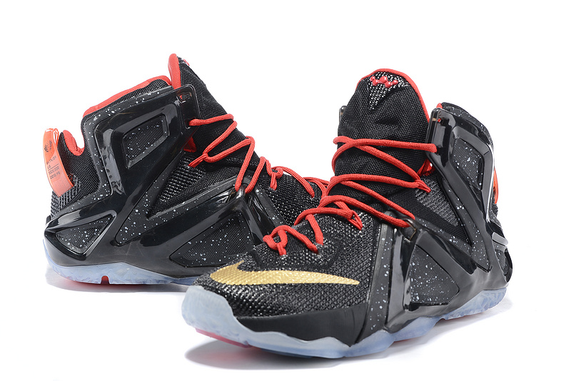Nike Lebron 12 Elite Black Red Gold Shoes - Click Image to Close