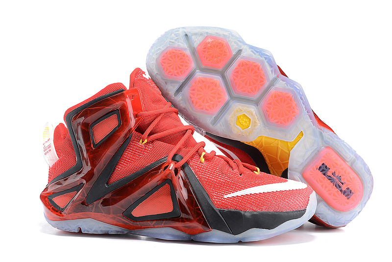 Nike Lebron 12 Elite Red Black White Shoes - Click Image to Close